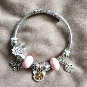 Stainless Steel Adjustable Charm Bracelet